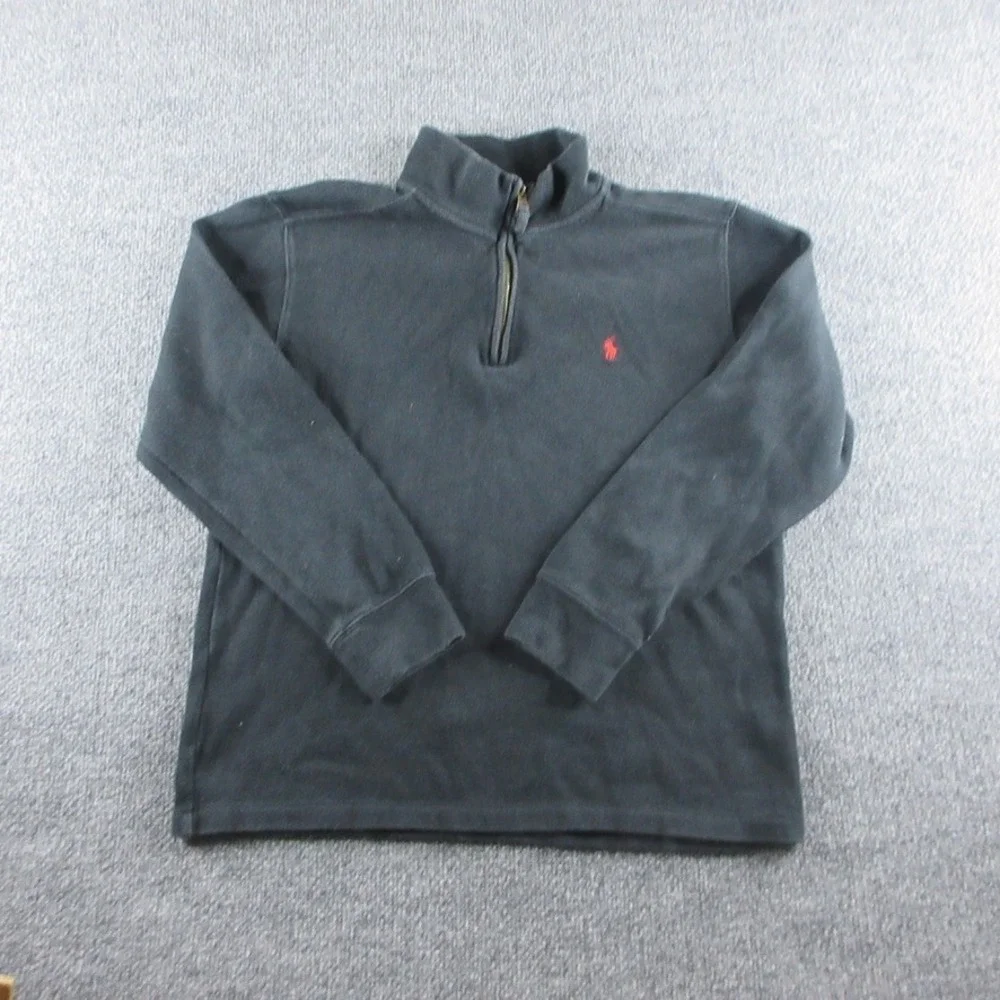 Polo Ralph Lauren Sweater Youth L Black 1/4 Zip Pullover Mock Neck Preppy Boys